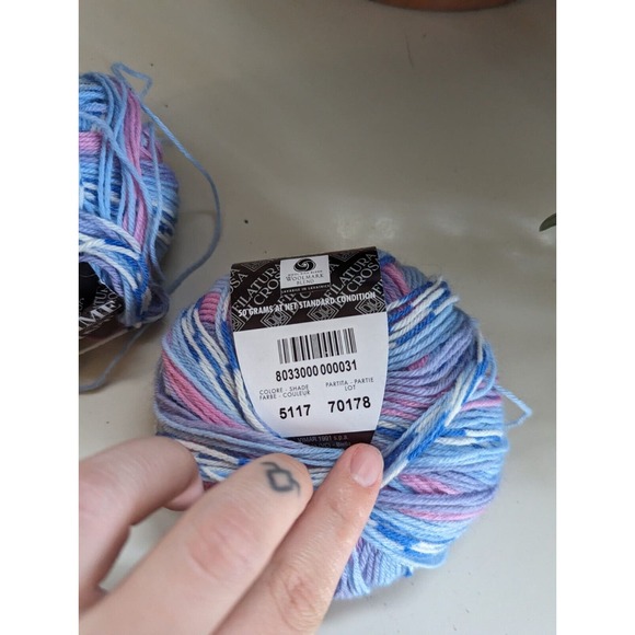 2 Skeins Filatura Di Crosa Maxime Print Yarn. Blue Pink 5117 - Picture 3 of 4